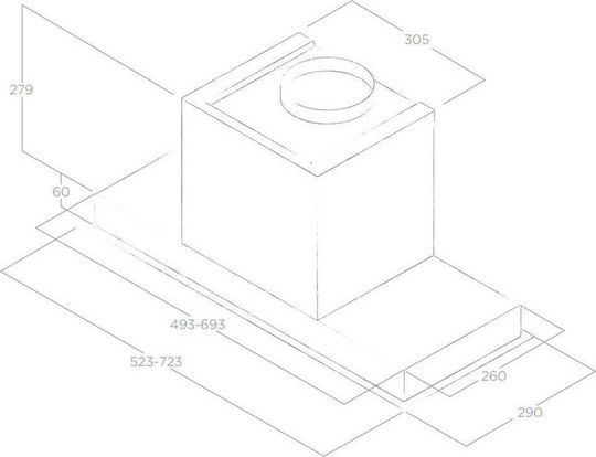 Elica Hidden 2.0 IX/A/52 Mecanism de Absorbție 60cm Inox