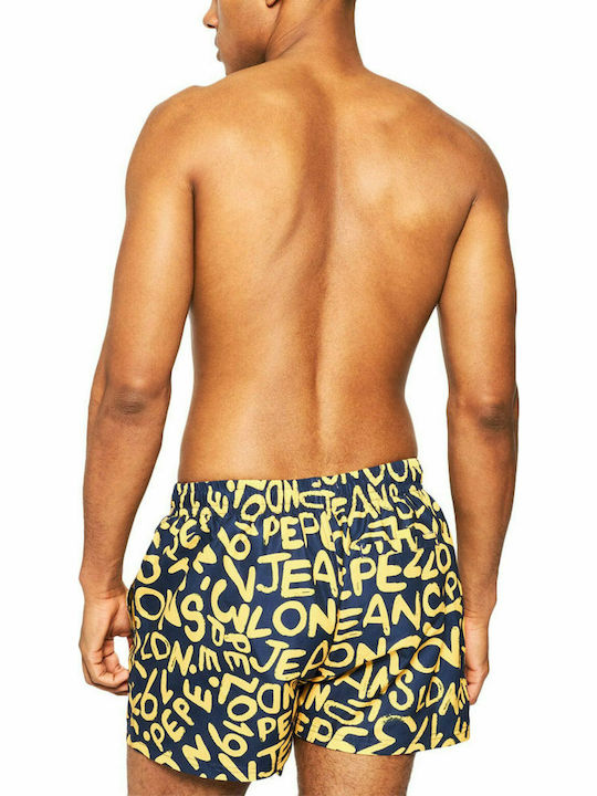 Pepe Jeans Ken Men's Swimwear Bermuda Yellow with Patterns