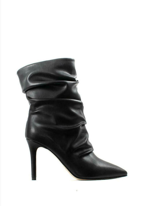 Damen Chelsea Stiefeletten mit hohem Absatz Schwarz