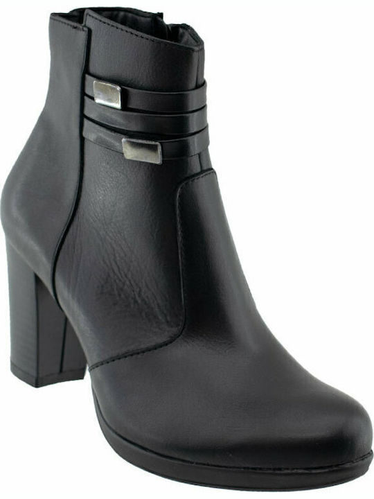 Leder Stiefeletten Damen Schwarz