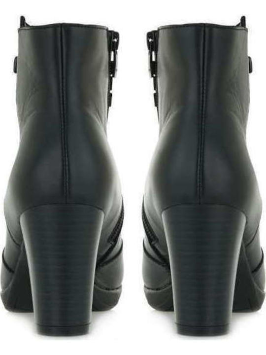 Leder Stiefeletten Damen Schwarz