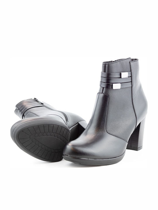 Leder Stiefeletten Damen Schwarz