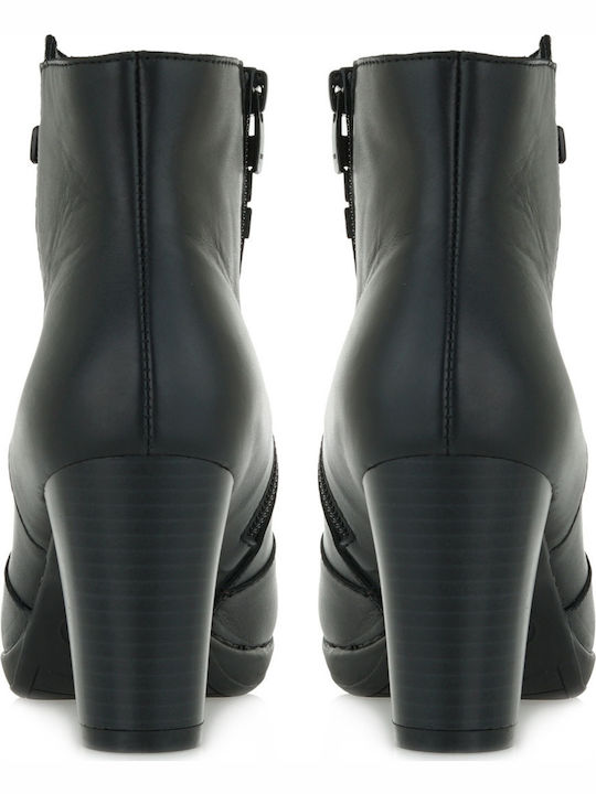 Leder Stiefeletten Damen Schwarz