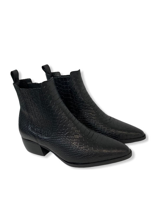 Leder Damen Chelsea Stiefeletten Schwarz