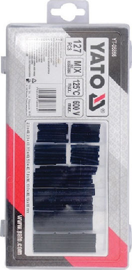 Yato Heat-Shrink Tubing Case with Shrinkage Ratio 2:1 127 Pieces Black YT-06866
