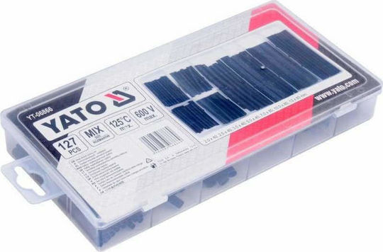 Yato Heat-Shrink Tubing Case with Shrinkage Ratio 2:1 127 Pieces Black YT-06866