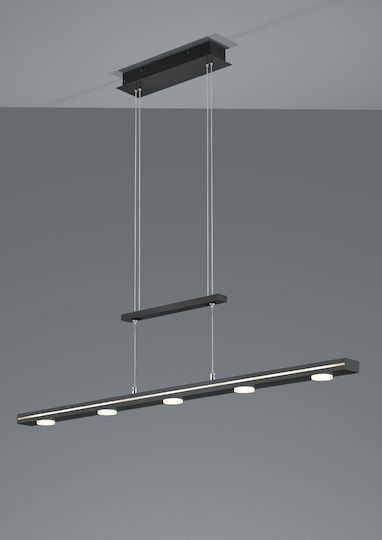 Trio Lighting Lacal Ρυθμιζόμενο Κρεμαστό Φωτιστικό Μαύρο LED με Ρυθμιζόμενο Λευκό Φως Ράγα 100x8εκ.