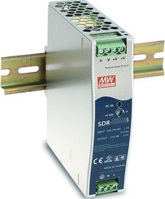 Mean Well Τροφοδοτικό Ράγας SDR120-12 με Έξοδο 12V και Ισχύ 120W 10A