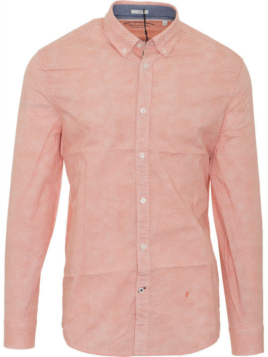 Lewis Long-sleeved Cotton Shirt Orange