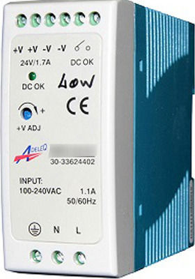 Adeleq DIN Rail Power Supply 2.5A/24V/60W για Ταινίες LED