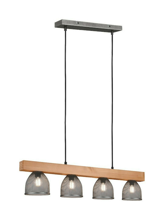 Trio Lighting Cestino Ρυθμιζόμενο Κρεμαστό Φωτιστικό Ασημί Ράγα για 4 Λαμπτήρες E14 75x150εκ.