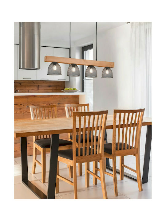 Trio Lighting Cestino Ρυθμιζόμενο Κρεμαστό Φωτιστικό Ασημί Ράγα για 4 Λαμπτήρες E14 75x150εκ.