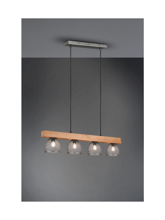 Trio Lighting Cestino Ρυθμιζόμενο Κρεμαστό Φωτιστικό Ασημί Ράγα για 4 Λαμπτήρες E14 75x150εκ.