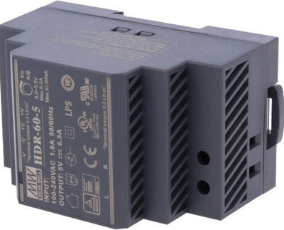Mean Well HDR60-5 DIN Rail Power Supply 6.5A/5V/32.5W