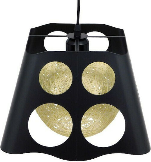 GloboStar Carter Hängelampe Schwarz mit Fassung E27 28x28x22cm.