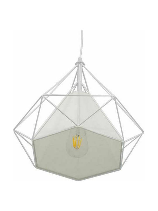 GloboStar Kairi Deckenleuchte Weißes Raster mit Lampenbirnensockel E27 38x39x39cm