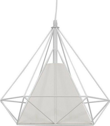 GloboStar Kairi Deckenleuchte Weißes Raster mit Lampenbirnensockel E27 38x39x39cm