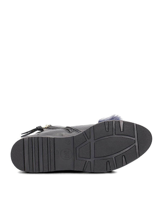 Ghete dama din piele cu blană negru