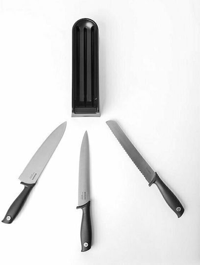 Brabantia Tasty Σετ Μαχαίρια με Βάση από Ανοξείδωτο Ατσάλι 3τμχ