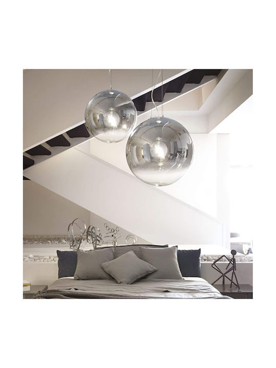 Ideal Lux Mapa Fade SP1 Κρεμαστό Φωτιστικό Ασημί με Ντουί E27 40x40x135εκ.
