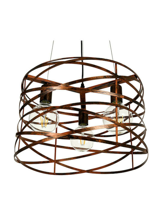 GloboStar Token Pendant Light Brown Grid with Socket E27 44x44x29cm
