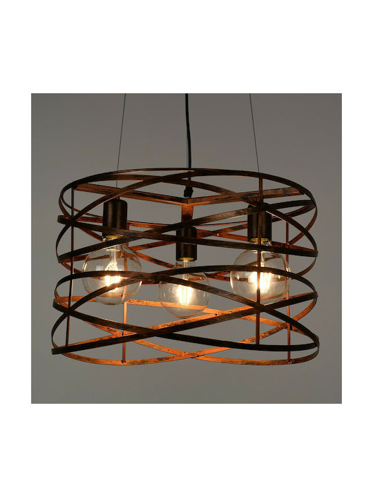GloboStar Token Pendant Light Brown Grid with Socket E27 44x44x29cm