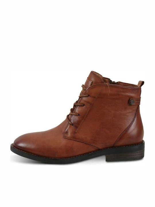 Leder Stiefeletten Damen Camel