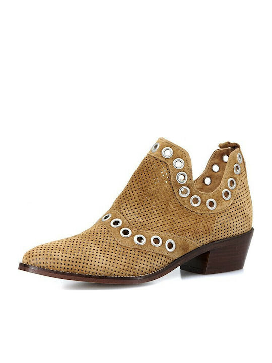 Ghete dama de catifea Cowboy Tabac maro