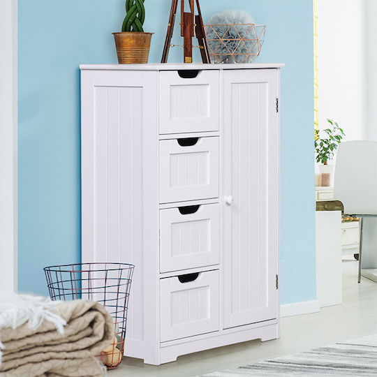 Kleankin 834-181 Cabinet de baie L56xA30xÎ83cm Alb