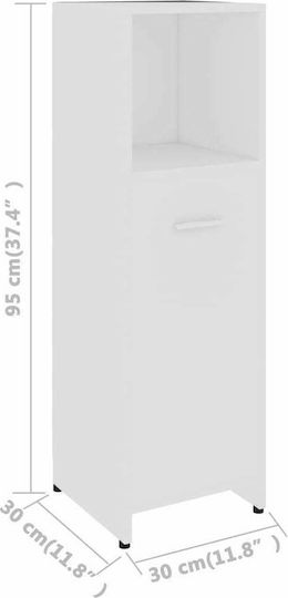 vidaXL Floor Bathroom Column Cabinet L30xD30xH95cm White
