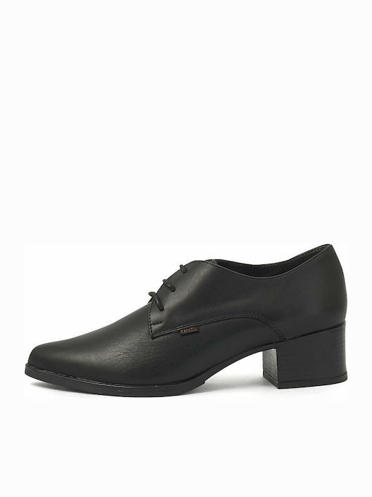 Leder Damen Oxford-Stiefeletten Schwarz