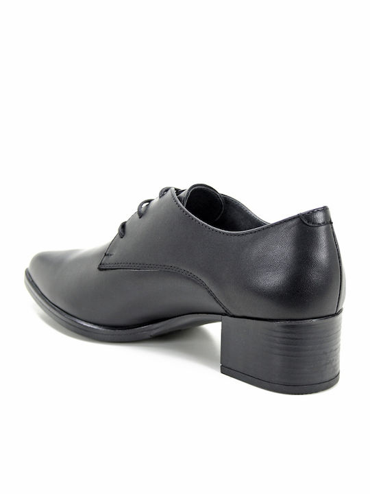 Leder Damen Oxford-Stiefeletten Schwarz