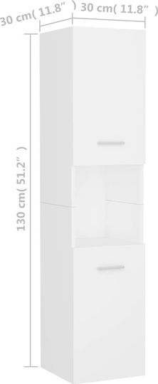 vidaXL Wall Hung Cabinet Bathroom Column Cabinet L30xD30xH130cm White