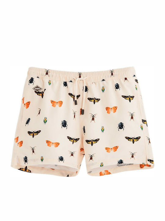 Bugsy Men's Swimwear Shorts Beige with Patterns