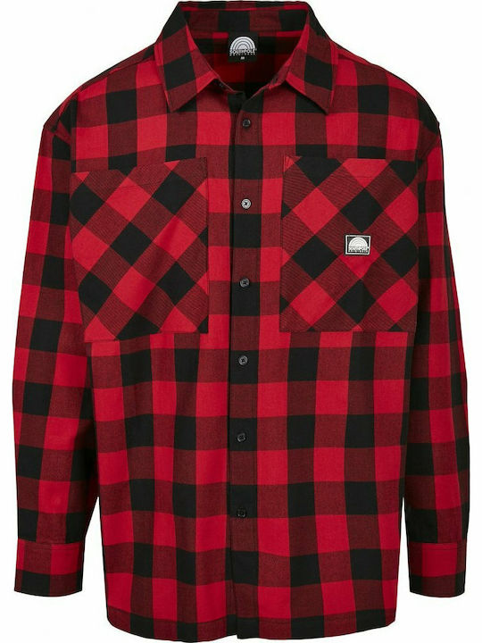 SP029 Long-sleeved Flannel Shirt Checked Red