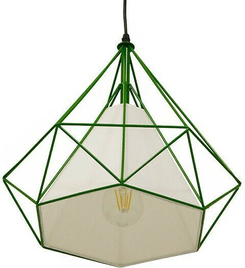 GloboStar Kairi Hängelampe Grün Raster mit Fassung E27 38x38x39cm.