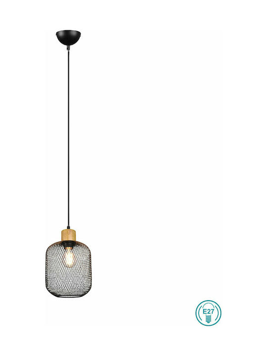 Trio Lighting Calimero Pendant Light Black with Socket E27 18cm