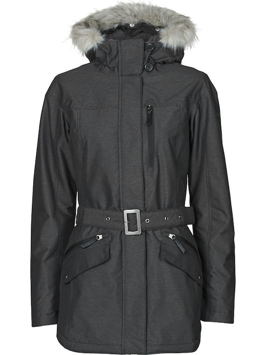 Carson Women's Long Parka Jacket for Winter with Hood Black