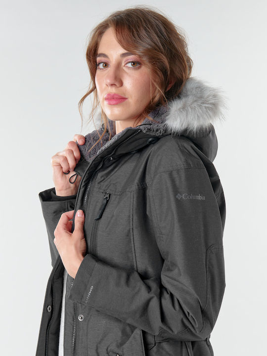 Carson Women's Long Parka Jacket for Winter with Hood Black