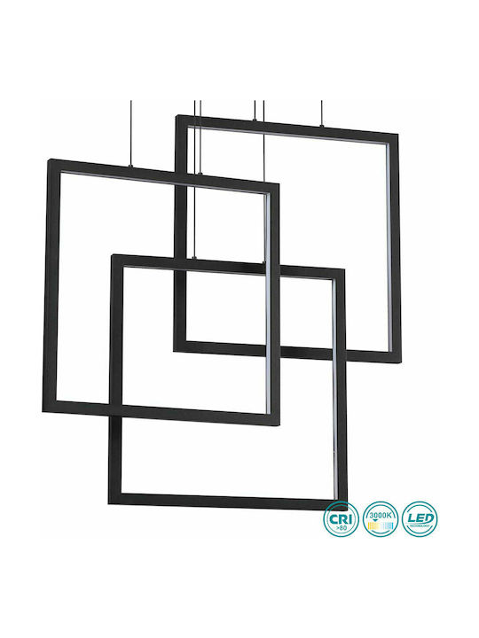 Ideal Lux Frame SP Quadrato Pendant Light LED with Warm White Light Black