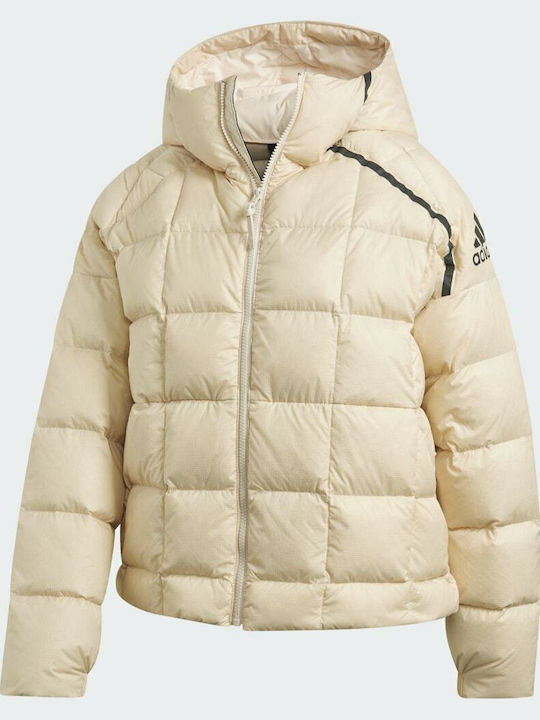 Jachetă Dama Puffer Scurtă Pentru Iarnă Ecru