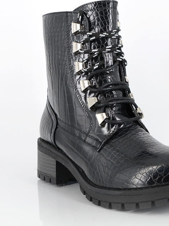 62685 Leder Stiefeletten Damen Cocus Black