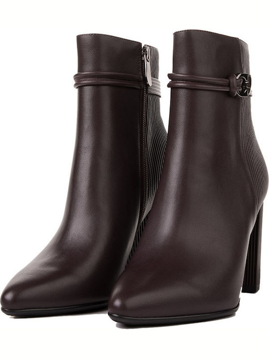 AMQ12-90B Ghete Dama Din Piele Ankle Boots Maro