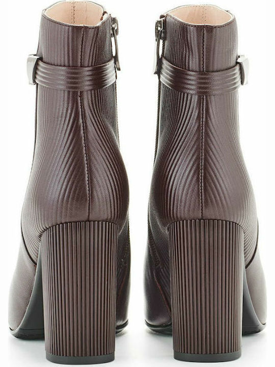 AMQ12-90B Ghete Dama Din Piele Ankle Boots Maro