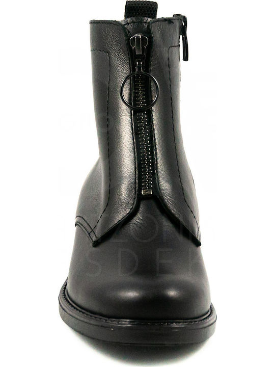 Leder Stiefeletten Damen Schwarz