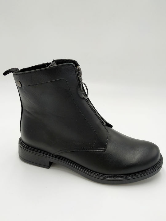 Leder Stiefeletten Damen Schwarz