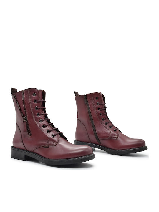 Leather Women's Ankle Boots Burgundy