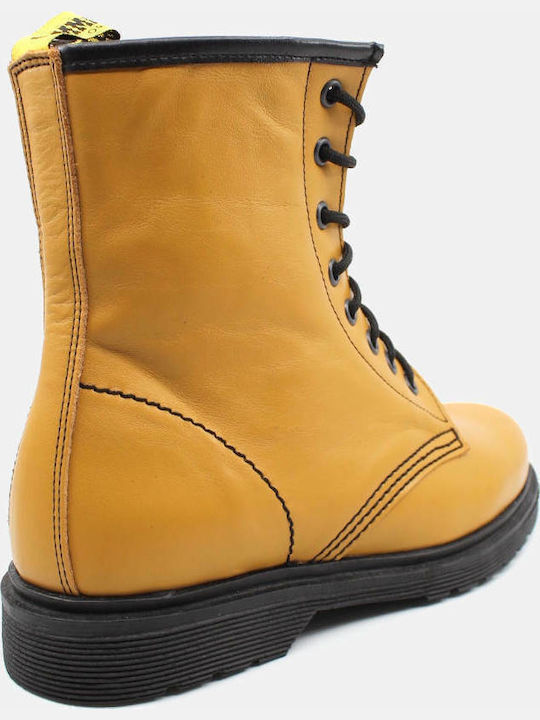 Leder Stiefeletten Damen Gelb