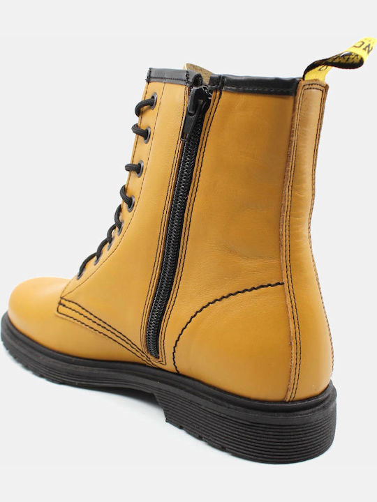 Leder Stiefeletten Damen Gelb
