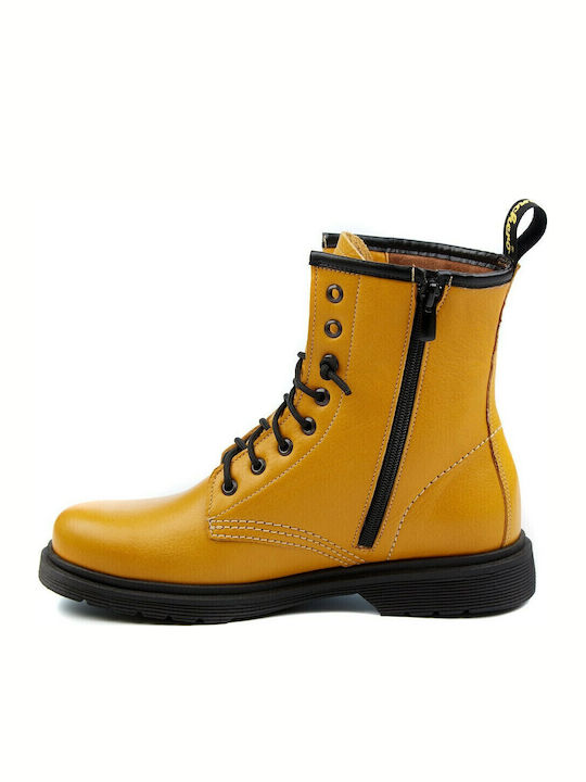 Leder Stiefeletten Damen Gelb